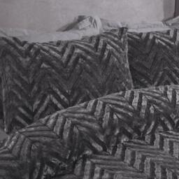 Rackhams Chevron Airblown Faux Fur Duvet Cover With Pillowcases - Charcoal - Single (135cm x 200cm) - thumbnail 4