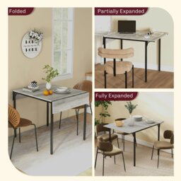 Rackhams Folding Dining Table, Drop Leaf Table for 2-4 People, Grey - thumbnail 5