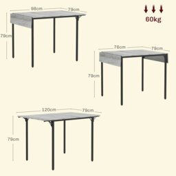 Rackhams Folding Dining Table, Drop Leaf Table for 2-4 People, Grey - thumbnail 4