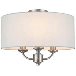 Rackhams Winston 3 Light Faux Linen Shade Ceiling Light - Brass - thumbnail 3