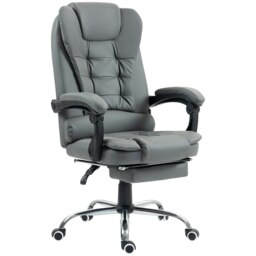 Rackhams Executive Office Chair PU Leather Swivel Chair with Footrest Grey - Grey - thumbnail 2