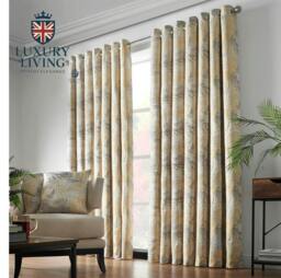 Rackhams Luxury Fern Jacquard Ring Top Ready Made Curtains - Silver - 168cm width x 229cm drop - thumbnail 3