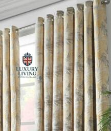 Rackhams Luxury Fern Jacquard Ring Top Ready Made Curtains - Silver - 168cm width x 229cm drop - thumbnail 5