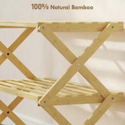Rackhams 3-Tier Bamboo Shoe Rack, Folding Shoe Shelf, Holds up to 9 Pairs - 60W x 29D x 45.5H cm - thumbnail 5