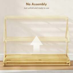 Rackhams 3-Tier Bamboo Shoe Rack, Folding Shoe Shelf, Holds up to 9 Pairs - 60W x 29D x 45.5H cm - thumbnail 4