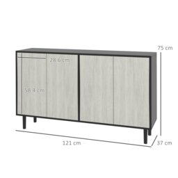 Rackhams Sideboard Storage Cabinet for Living Room with Adjustable Shelves Black - thumbnail 6