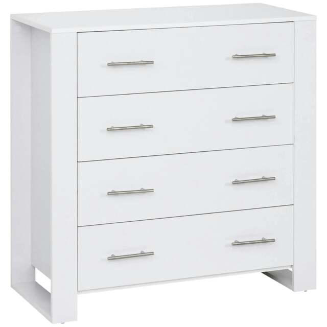 Rackhams Chest Of 4 Drawers Storage Cabinet Bedroom Clothes w/Metal Handles Base Freestanding Unit Furnishing Living Room White - image 1