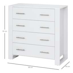 Rackhams Chest Of 4 Drawers Storage Cabinet Bedroom Clothes w/Metal Handles Base Freestanding Unit Furnishing Living Room White - thumbnail 3