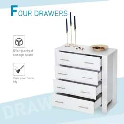 Rackhams Chest Of 4 Drawers Storage Cabinet Bedroom Clothes w/Metal Handles Base Freestanding Unit Furnishing Living Room White - thumbnail 5