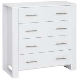 Rackhams Chest Of 4 Drawers Storage Cabinet Bedroom Clothes w/Metal Handles Base Freestanding Unit Furnishing Living Room White - thumbnail 1