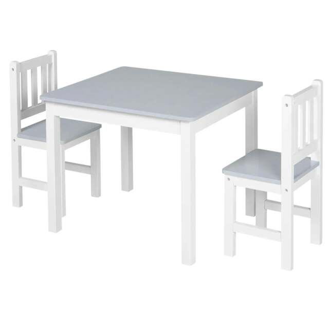 Rackhams Kids Table and Chair Set 3 Pieces Toddler Preschoolers Desk with 2 Chairs for Indoor Study Rest Snack Time Grey - image 1