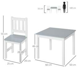 Rackhams Kids Table and Chair Set 3 Pieces Toddler Preschoolers Desk with 2 Chairs for Indoor Study Rest Snack Time Grey - thumbnail 3