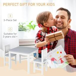 Rackhams Kids Table and Chair Set 3 Pieces Toddler Preschoolers Desk with 2 Chairs for Indoor Study Rest Snack Time Grey - thumbnail 6
