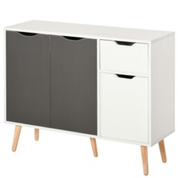 Rackhams Storage Cabinet Floor Standing Sideboard with Drawer Kitchen, Living Room - Grey - thumbnail 2