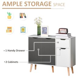 Rackhams Storage Cabinet Floor Standing Sideboard with Drawer Kitchen, Living Room - Grey - thumbnail 4