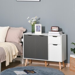 Rackhams Storage Cabinet Floor Standing Sideboard with Drawer Kitchen, Living Room - Grey - thumbnail 1