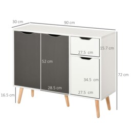Rackhams Storage Cabinet Floor Standing Sideboard with Drawer Kitchen, Living Room - Grey - thumbnail 5