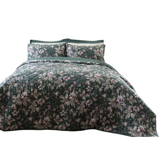 Rackhams Aiyla Bedspread - Bottle Green - 260cm x 260cm - Bottle Green - 80% Cotton/20% Polyester - image 1