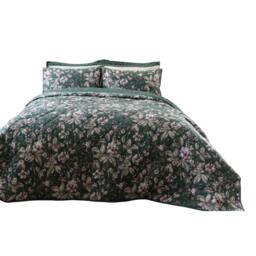Rackhams Aiyla Bedspread - Bottle Green - 260cm x 260cm - Bottle Green - 80% Cotton/20% Polyester - thumbnail 1