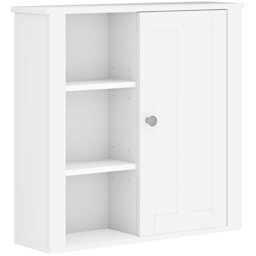 Rackhams Modern Wall Mounted Bathroom Cabinet with Adjustable Shelves, White - thumbnail 2