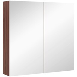 Rackhams 63Wx60H cm Double Door Wall-Mount Bathroom Mirrored Cabinet Medicine - Walnut brown - thumbnail 2