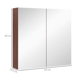 Rackhams 63Wx60H cm Double Door Wall-Mount Bathroom Mirrored Cabinet Medicine - Walnut brown - thumbnail 5