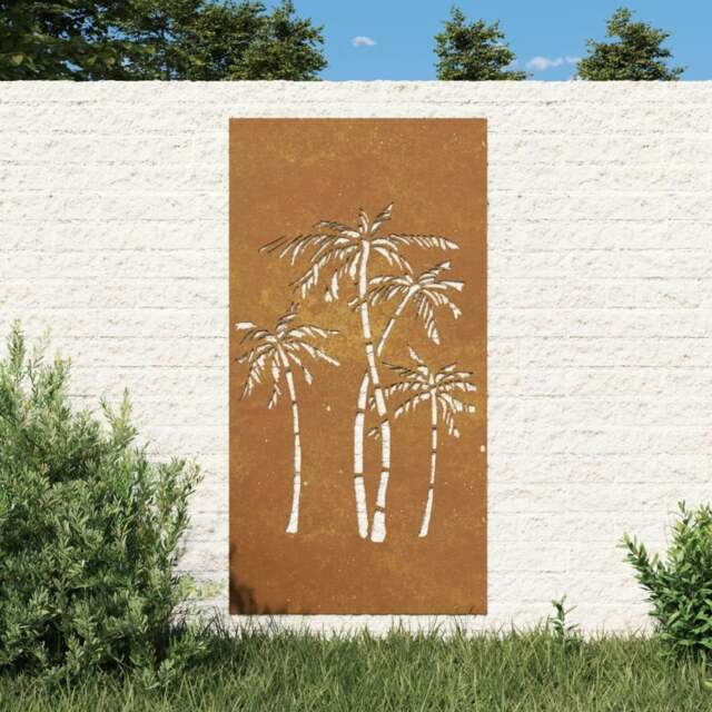 Rackhams Garden Wall Decoration 105x55 cm Corten Steel Palm Tree Design