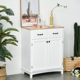 Rackhams Simple Kitchen Cupboard Storage Cabinet w/ Drawer Living & Dining Room - White