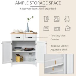 Rackhams Simple Kitchen Cupboard Storage Cabinet w/ Drawer Living & Dining Room - White - thumbnail 3