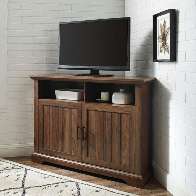 "Rackhams SAVANNAH True-Corner-Friendly Walnut 6-Shelf Luxury Cabinet Suitable for Flat Screen TVs up to 50"" - Walnut - TV Cabinet" - image 1