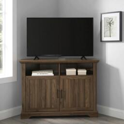 "Rackhams SAVANNAH True-Corner-Friendly Walnut 6-Shelf Luxury Cabinet Suitable for Flat Screen TVs up to 50"" - Walnut - TV Cabinet" - thumbnail 3