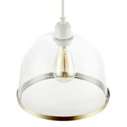 Rackhams Modern Clear Glass Bowl Pendant Light Shade with Antique Brass Rim - thumbnail 3