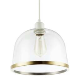 Rackhams Modern Clear Glass Bowl Pendant Light Shade with Antique Brass Rim - thumbnail 5