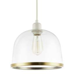 Rackhams Modern Clear Glass Bowl Pendant Light Shade with Antique Brass Rim
