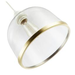 Rackhams Modern Clear Glass Bowl Pendant Light Shade with Antique Brass Rim - thumbnail 4