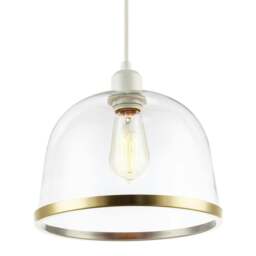 Rackhams Modern Clear Glass Bowl Pendant Light Shade with Antique Brass Rim - thumbnail 6