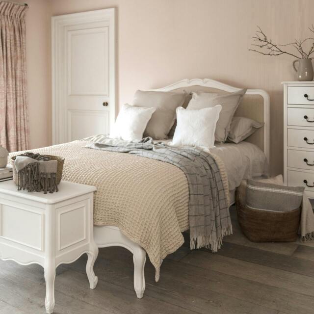 Rackhams Juliette White Bed Frame French Style with Upholstered Headboard 4ft6 5ft 6ft - King - 1600.00 - image 1