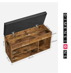 Rackhams Shoe Bench with Cushion and 3 Compartments Storage - thumbnail 5