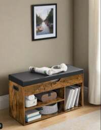 Rackhams Shoe Bench with Cushion and 3 Compartments Storage