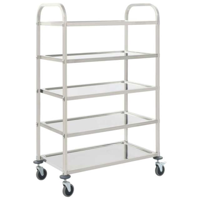 Rackhams 5-Tier Kitchen Trolley 107x55x147 cm Stainless Steel