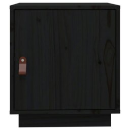 Rackhams Bedside Cabinet Black 40x34x45 cm Solid Wood Pine - Black - Solid pinewood, faux leather (100% polyurethane) - thumbnail 6