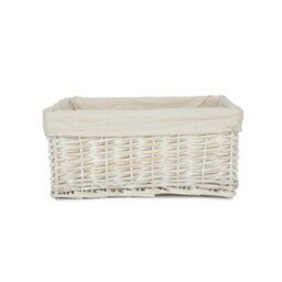 Rackhams Whitewash Wicker Storage Basket with Lining - Small - thumbnail 4