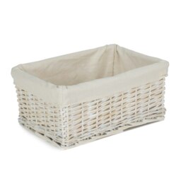 Rackhams Whitewash Wicker Storage Basket with Lining - Small - thumbnail 6