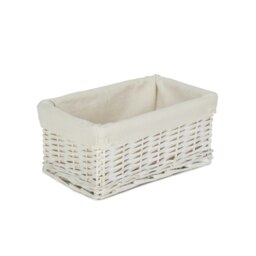 Rackhams Whitewash Wicker Storage Basket with Lining - Small - thumbnail 1