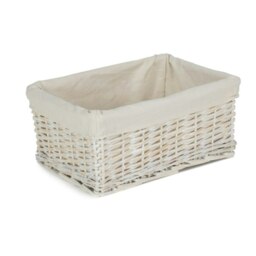 Rackhams Whitewash Wicker Storage Basket with Lining - Small - thumbnail 5