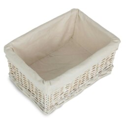 Rackhams Whitewash Wicker Storage Basket with Lining - Small - thumbnail 3