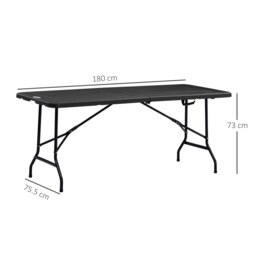 Rackhams Outdoor Dining Table for 6, Folding Garden Dining Table - Charcoal grey - Steel, HDPE - 180L x 75.5W x 73H cm - thumbnail 5