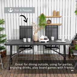 Rackhams Outdoor Dining Table for 6, Folding Garden Dining Table - Charcoal grey - Steel, HDPE - 180L x 75.5W x 73H cm - thumbnail 3