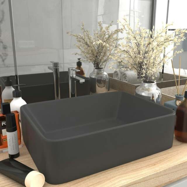 Rackhams Luxury Wash Basin Matt Dark Grey 41x30x12 cm Ceramic