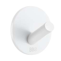 Rackhams 4 x BESLAGSBODEN White Stainless Steel Single Towel Hook (30 x 30mm) Self Adhesive Bathroom Wall Mounted